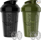 '-2 Pack- 20 oz Protein Shaker Bottles for Protein Mixes - 2x Wire Whisk, Leak Proof Shaker Cups for Protein Shakes and Pre Workout, Protein Shaker Bottle Pack, Protein Mixer Cup (Green&Black)