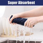 Homaxy Microfiber Waffle Weave Kitchen Towels, 16 x 28 Inch Ultra Absorbent and Solid Color Dish Towels, 6 Pack, Navy Blue