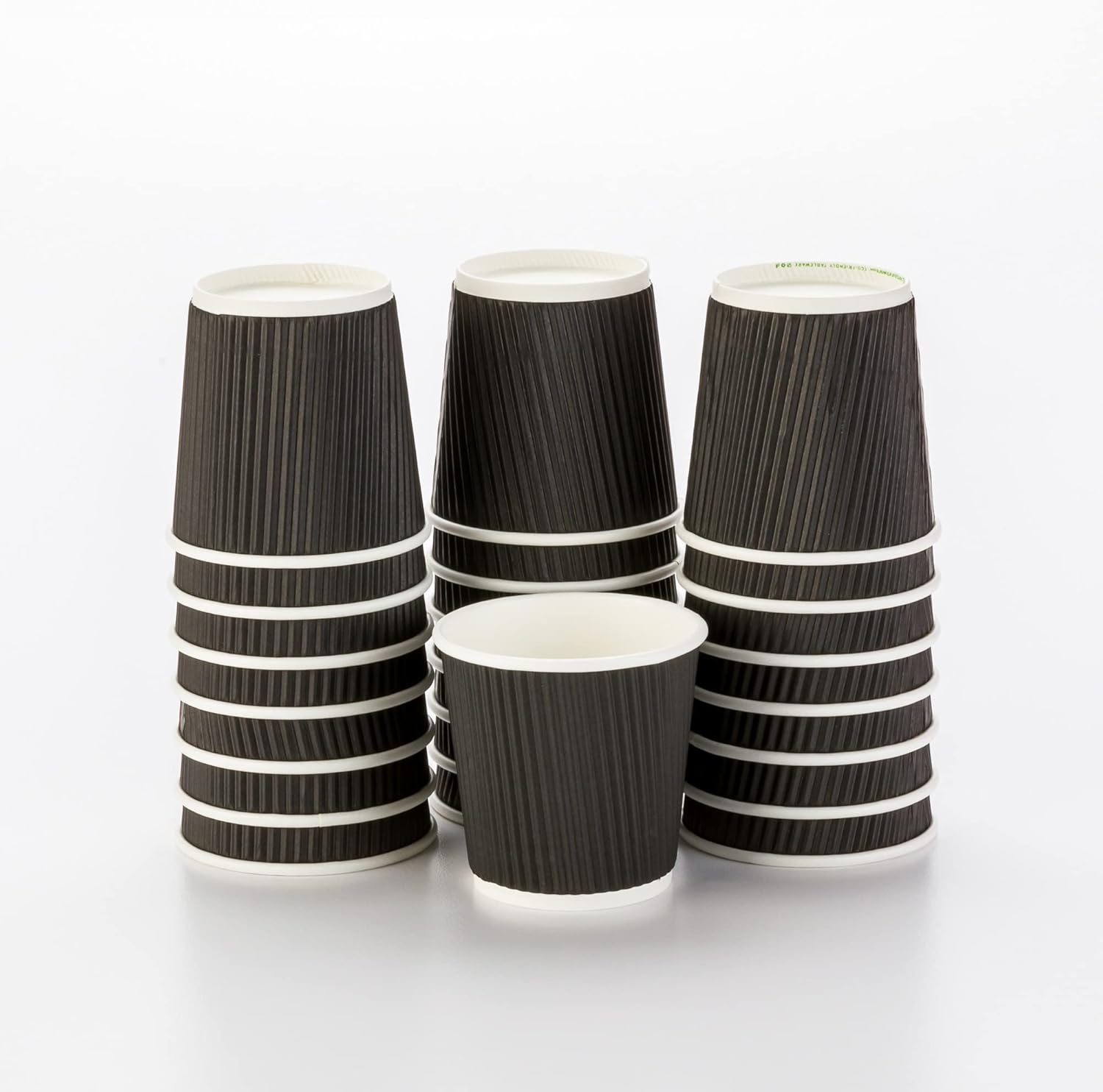 500-CT Disposable Black 4-OZ Hot Beverage Cups with Ripple Wall Design: No Need for Sleeves - Perfect for Cafes - Eco-Friendly Recyclable Paper - Insulated - Wholesale Takeout Coffee Cup