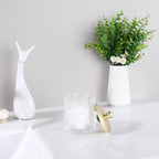 Glass Cotton Jar Holder Matte Gold Lid, Elegant Bathroom Storage Canister for Qtips, Cotton Balls, Floss, Makeup Organizer, Vanity Bathroom Organization