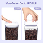 Food Airtight Containers storage with Lids One Button Open/POP UP/Kitchen Storage Organization for Coffee Tea Brown Sugar Cereals 950ml x 1