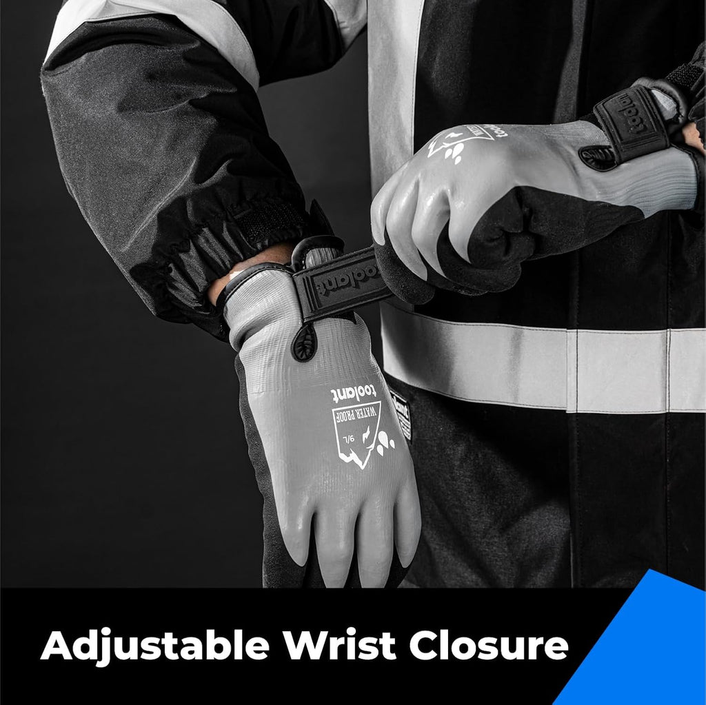 100% Waterproof Gloves for Men and Women, Winter Work Gloves for Cold Weather, Touchsreen, Thermal Gloves for Fishing, Gardening and Working in Freezer, With Grip, Grey, XX-Large