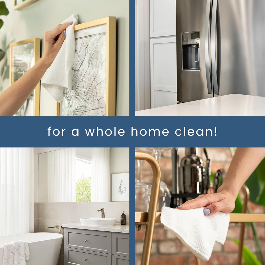 S&T INC. 50 Pack Microfiber Cleaning Cloth, Bulk Towels for Home, Reusable Microfiber Towels for Cars, Cleaning Rags, White, 11.5 Inches x 11.5 Inches, 50 Count