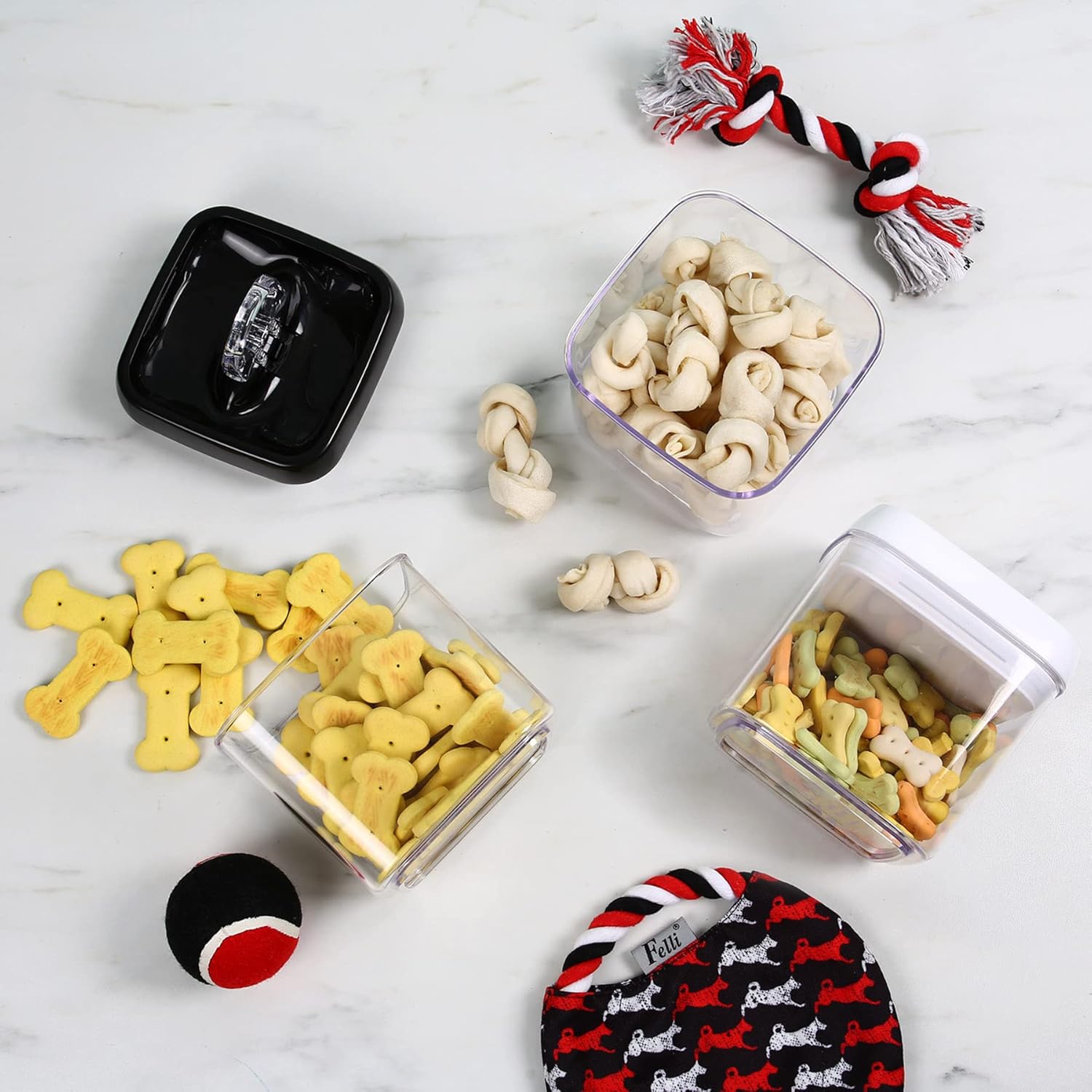 Felli Flip Tite Food Storage Container 5" LARGE Size Airtight Lid Lock Top, Stackable Kitchen Canister for Space Saving, Pantry Fridge Cupboard Organizer, Spice Seasoning Pet Treats Snack (1.1 qt)