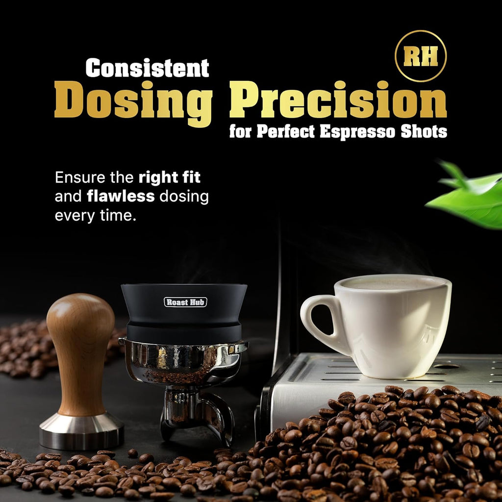 58mm Magnetic Dosing Funnel for Portafilter Espresso Machine ~ High Strength 12 Magnet Design ~ Fits Most Express Coffee Machines ~ Home Barista Espresso Portafilter Adapter ~ UK Brand