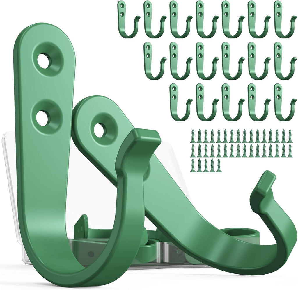 20PCS Heavy Duty Metal Wall Hooks, Coat Hooks for Hanging - with 40 Screws for Coats Towels Backpacks - Mint Green