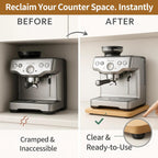 Bamboo Appliance Slider|13"D x 16"W Sliding Tray for Coffee Maker on Countertop|Heavy-Duty Coffee Pot Slider Tray & Kitchen Caddy for KitchenAid Mixer, Air Fryer