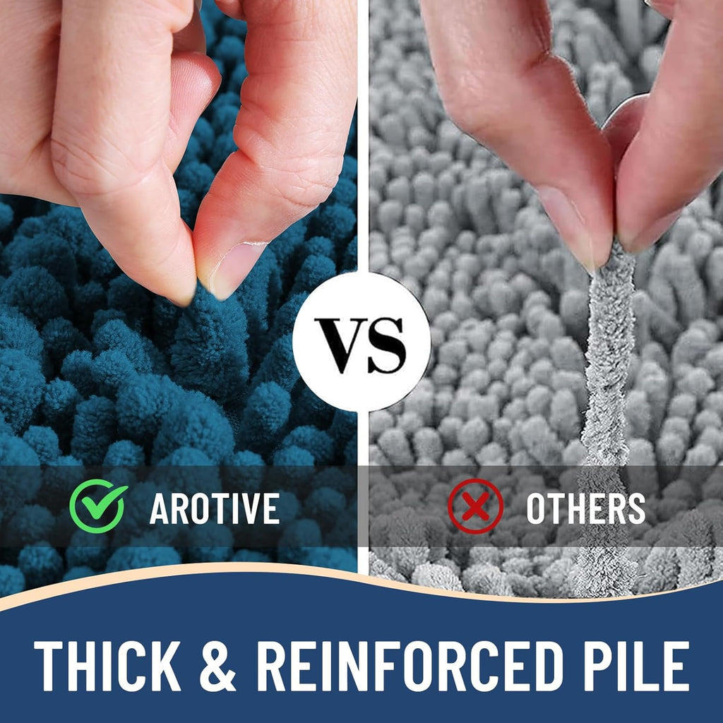 Arotive Luxury Chenille Bathroom Rug Mat, Extra Soft Thick Absorbent Shaggy Bath Rugs, Non-Slip Machine Wash Dry, Plush Bath Mats for Bathroom, Shower and Tub, 30x17, Peacock Blue