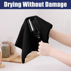 Homaxy Microfiber Waffle Weave Kitchen Dish Cloths, 12 x 12 Inch Ultra Absorbent and Solid Color Dish Towels for Kitchen Fast Drying Dishcloth for Washing Dishes, 8 Pack, Black