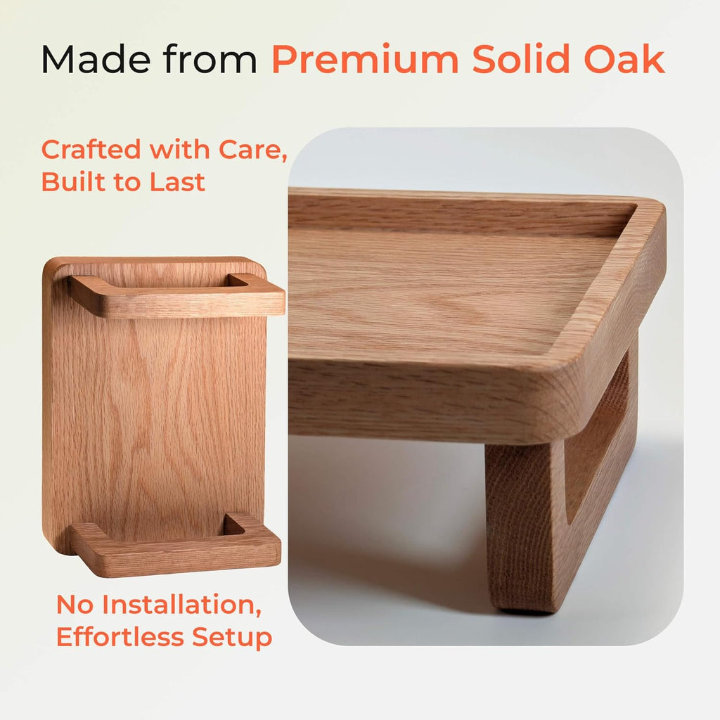 Coffee Organizer Station Oak Wooden Riser Display Stand, for Pour Over & Espresso Tools, Fits Chemex, Bodum, COSORI, Moka Pot, Manual Coffee Grinder, Coffee Scale, with Black Coffee Mat for Countertop