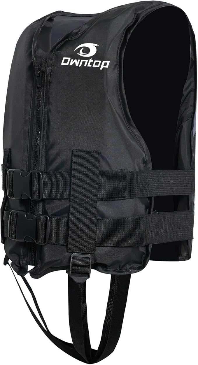 Owntop Kids and Adult Swim Jackets 50 to 125 lbs Dual Buckles, Zipper and Crotch Strap Ski Vest Lightweight PFD Perfect for Kayaking, Fishing, Paddle Board