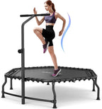 ANCHEER 50" Rebounder Trampoline for Adults- 2025 Foldable Mini Trampoline with Bar- Exercise Trampoline for Adults, Max Load 450lbs/550lbs, for Indoor/Garden Workout