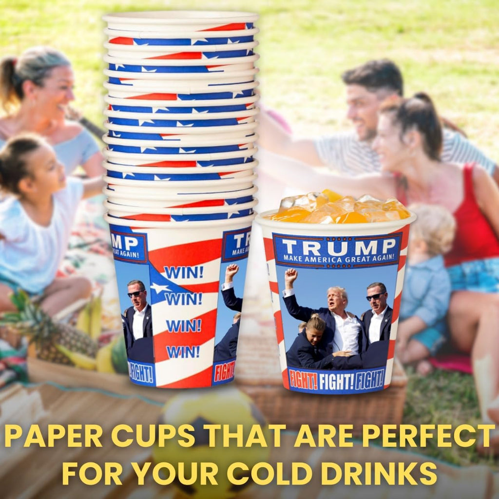 Smygoods Trump Design Disposable Paper Coffee Cups (12 OZ, 100 Count) For Hot Beverages, Tea, Espresso, Cocoa - To Go Drink Containers, Café & Office