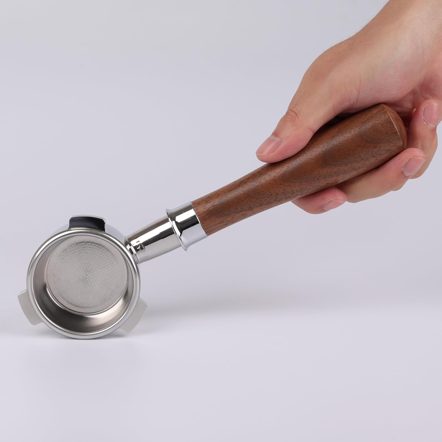 54mm Bottomless Portafilter Compatible for Breville Barista Express, Pro, Touch, and Impress | T Buckle Walnut Handle