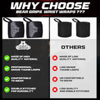 Bear Grips Wrist Wraps for Weightlifting | Weight Lifting Wrist Straps for Weightlifting | Extra Strength Gym Wrist Wraps | Two Wrist Wrap Per Pack | 12” & 18” | Lifting Wrist Wraps for Men & Women