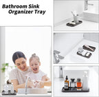 Silicone Kitchen Sink Organizer Tray for Multiple Usage,Eco-Friendly Sponges Holder for Kitchen Bathroom Counter or Sink,Dish Soap Dispenser,Scrubber,Bottle,Cup (Coffee, 10"×5.3")