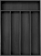 Bamboo Silverware Holder - Drawer Organizer with 5 Slots (Black)