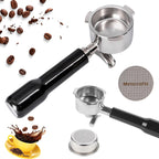 Espresso Portafilter 51mm Double Spouts Compatible with Delonghi Dedica EC680 and EC685 as well as SMEG and EUPA coffee machine models- Stainless Steel Filter Basket & Puck Screen Included (Black)