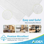 AIDEA Microfiber Cleaning Cloth 12PK, Dish Cloths White, Strong Water Absorption, Lint Free Rags, Scratch Free, Streak Free Microfiber Towels, Kitchen Dish Towels White, 11.5"x 11.5"