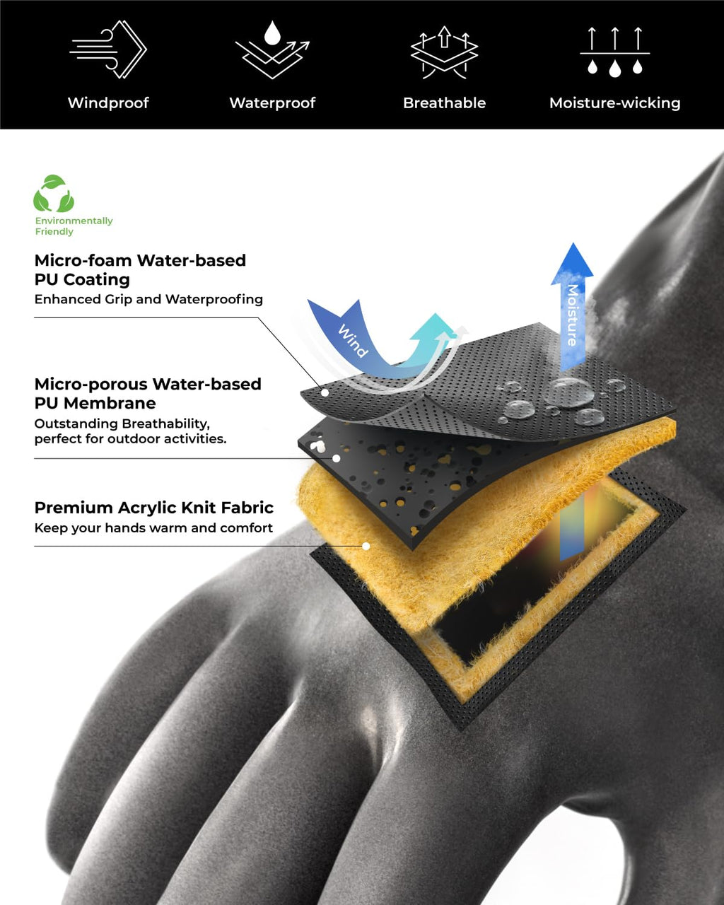 Waterproof Winter Gloves with Grip, Balaena Freezer Gloves for Light Duty Work & Outdoor Adventure, Hiking, Farming, Washing, Ice Fishing, Medium