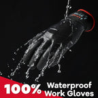 KAYGO Waterproof Work Gloves for Men and Women, Rubber Coated Non-slip Working Gloves for Garden, Outdoor Construction,KG150,Black,M