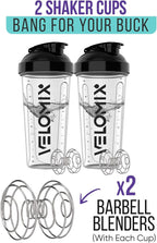 '-2 Pack- 28 oz Protein Shaker Bottles for Protein Mixes - 2x Wire Whisk | Leak Proof Shaker Cups for Protein Shakes | Protein Shaker Bottle Pack | Shakers for Protein Shakes - 2xTransparent
