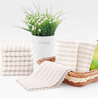 Homaxy 12 Pack Kitchen Dish Cloths, Ultra Soft and Absorbent Dish Towels, Reusable Fast Drying Microfiber Cleaning Cloth, Coral Velvet Wave Design No-lint, 10 x 10 inches, Beige