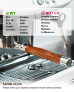 58mm Bottomless Portafilter 2 Ears For E61, Flair 58, ECM, Rocket, Sanremo, Synesso, Slayer, VBM Espresso Machine, Bottomless Naked Portafilter with 18g Filter Basket and Puck Screen - Rosewood