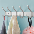 Wall Hooks Heavy Duty, 23 Inch Coat Rack Wall Mount with 8 Hooks, Silver Wall Hooks for Hanging Backpack, Bag, Purse, Clothes, Hat, Coat, Towel | Entryway & Bathroom Storage Organization Hanger