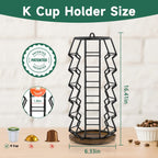 EsLuker.ly K Cup Coffee Pod Holder Organizer Carousel for Counter, Rotating Metal Rack Stand Small for 36 Pods Home Office Kitchen Storage, No Assembly Required, Black