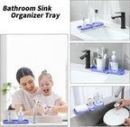 Silicone Bathroom Soap Dishes with Drain Spout-Bathroom and Kitchen Sink Organizer,Sponge Holder,Dish Soap Tray,Perfect for Dispenser,Scrubber,Bottle on Sink or Counter-Light Purple 12"×4"