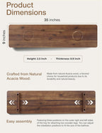 Tinamo 35”L Wooden Bathtub Tray, Bathtub Caddy Tray For Tub with Tablet Slot & Wine Holder - Acacia Bath Tray For Tub, Bath Table - Bathtub Tray Table with Adjustable Legs (Walnut color, 35"x 9"x2.5")