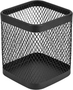 IBERG Rotating Utensil Holder & Coffee Pod Basket - 360° Spinning Base Mesh Metal Organizer for Kitchen Tools (Black Square)