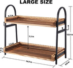 Coffee Bar Accessories, 2-Tier Coffee Bar Organizer with 4 Coffee Cup Holder Hooks, Mul-tifunctional Wooden Beaded Coffee Station Countertop Stand Shelf for Kitchen Home Office