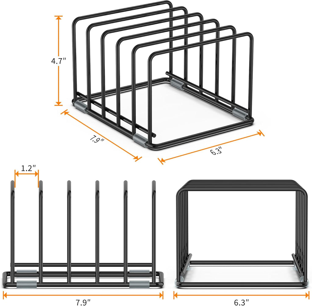 Cutting Board Organizer, Kitchen Cabinet Organizer, Divided Rack with 5 Slots for Baking Trays, Cutting Boards - Cookie sheet Organizer Inside Cabinet, Baking Sheets Holder (medium)