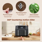 360° Rolling Tray Bamboo Appliance Slider for Kitchen Appliances, for Breville Espresso Machine Accessories, Sliding Tray for Coffee Maker Appliances Mat Easily from Under The Cabin Brown13"×15.7"