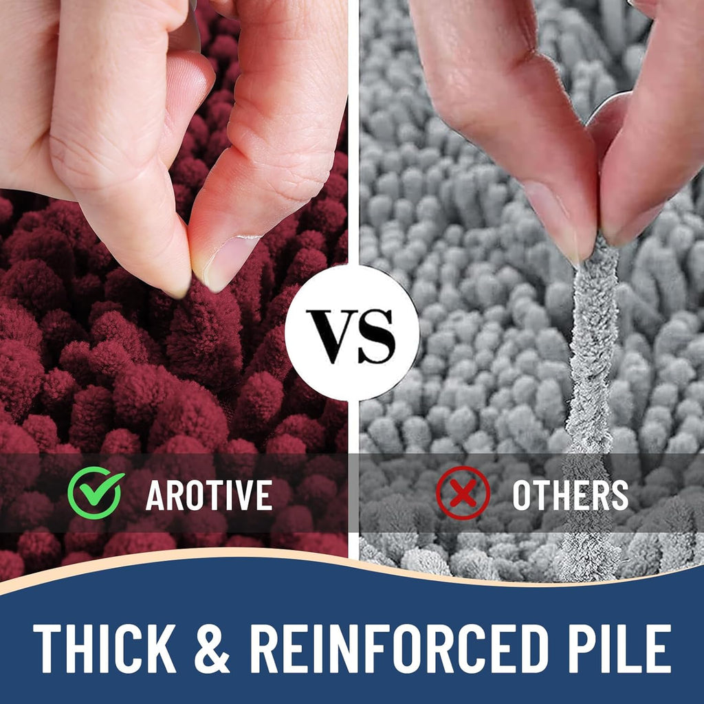 Arotive Luxury Chenille Bathroom Rug Mat, Extra Soft Thick Absorbent Shaggy Bath Rugs, Non-Slip Machine Wash Dry, Plush Bath Mats for Bathroom, Shower and Tub, 47x32, Burgundy