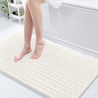 Arotive Luxury Chenille Bathroom Rug Mat, Extra Soft Thick Absorbent Shaggy Bath Rugs, Non-Slip Machine Wash Dry, Plush Bath Mats for Bathroom, Shower and Tub, 54x24, Ivory