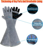 Long Welding Gloves 23.6 Inches 932℉,Heat/Fire Resistant Leather For Mig, Tig, Stick, Forge, BBQ, Grill, Fireplace