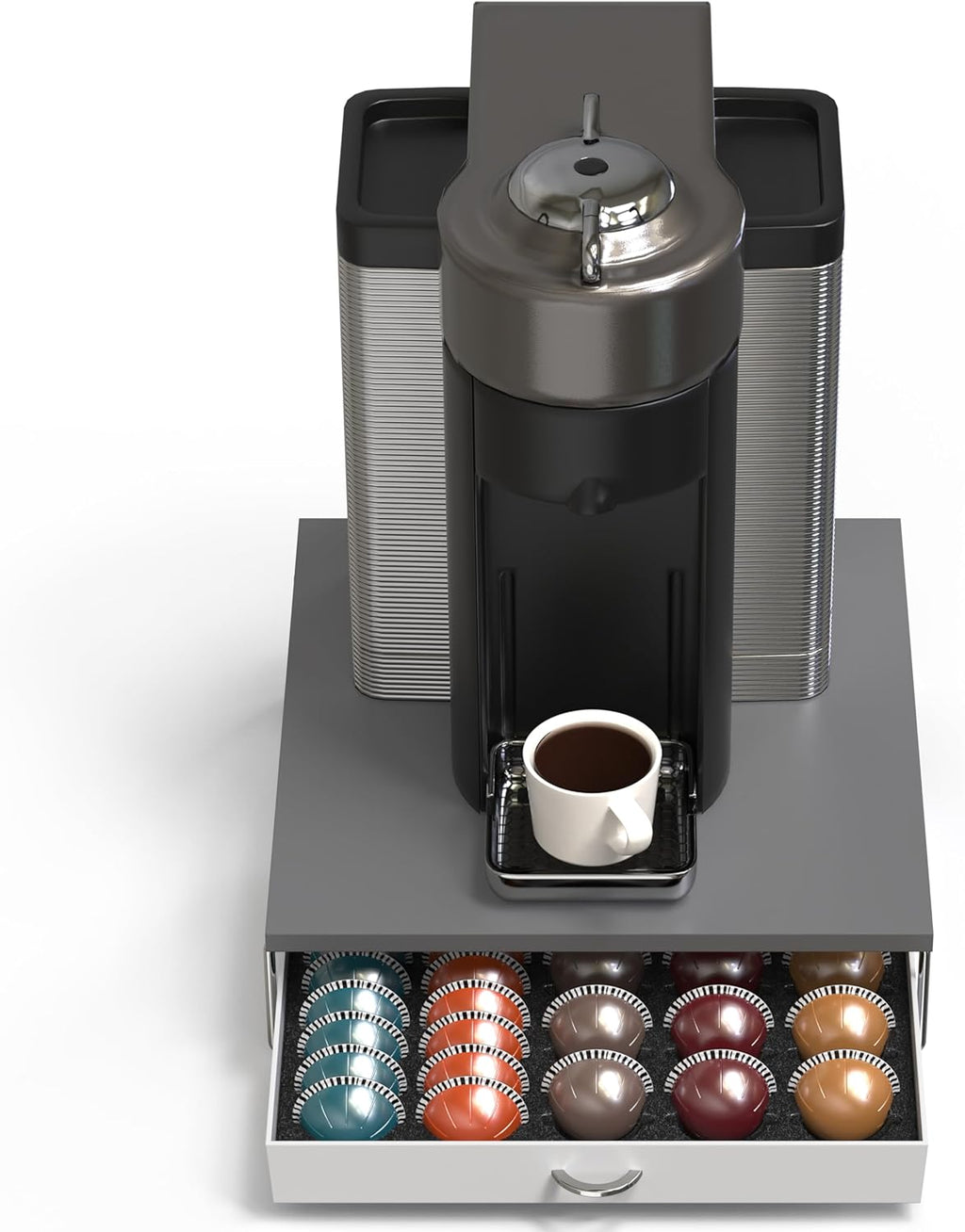 DecoBrothers Supreme Vertuoline Drawer, Holds with 30 Big or 60 Small Vertuoline Pods, Grey