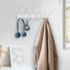 White Wall Hooks Heavy Duty, 17 Inch Coat Hooks Wall Mount with 6 Hooks, Wall Hooks Hangers for Entryway, Bathroom - for Hanging Backpack, Bag, Coat, Purse, Hat, Towel, Clothes