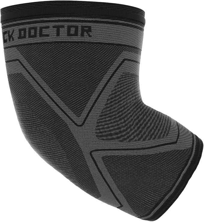 Shock Doctor Elbow Sleeve Brace Compression for Recovery, Tendonitis, Golfer Elbow, Tennis, Arthritis, Joint Pain Relief, Injury. For Men and Women, Left or Right. Grey/Black