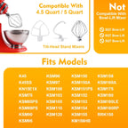3-Piece Kit Attachments for KitchenAid Tilt-Head Stand Mixer, Accessories Stainless Steel K45WW Wire Whip, K45DH Dough Hook and K45B Coated Flat Blade Paddle with Scraper