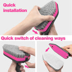 NEWE Shower Cleaner Brush, Tub Tile Scrubber with Telescopic Long Handle 60 inches, 4 Scrub Heads for Cleaning Bathroom Bathtub Floor Baseboard Sink Kitchen Toilet (Grey Red)