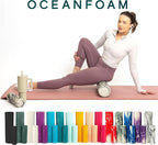 Oceanfoam Ripple Travel Foam Roller (11" x 3.35") Firm Mini Foam Roller for Physical Therapy, Deep Tissue Massage, Back Pain - High Density, Ergonomic Wave Textured - Yoga, Exercise (Black Marbled)