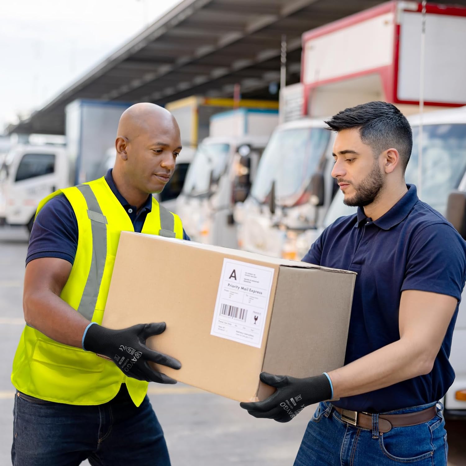 KAYGO Safety Work Gloves PU Coated,12 Pairs KG11PB Seamless Knit Glove for Men and Women, with Smooth Grip on Palm and Fingers, Ideal for General Duty Work (Small, Black)