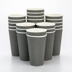 Restaurantware 16 Ounce Ripple Wall Disposable Coffee Cups, 500 Insulated Gray Paper Tumblers with Rolled Rim Design, Lids Sold Separately for Hot Drinks like Tea, Hot Chocolate and More
