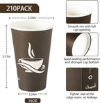 LITOPAK 210 Pack 16 oz Paper Cups, Brown Disposable Hot Coffee Cups for Party, Picnic, Travel, and Events