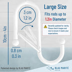 6-Pack Metal S Hooks for Hanging – Heavy-Duty S-Shaped Hook with Safety Buckle – Fits Bars up to 1.2 in – Anti-Drop S-Hooks for Closet, Wardrobes & Storage – White (Large)