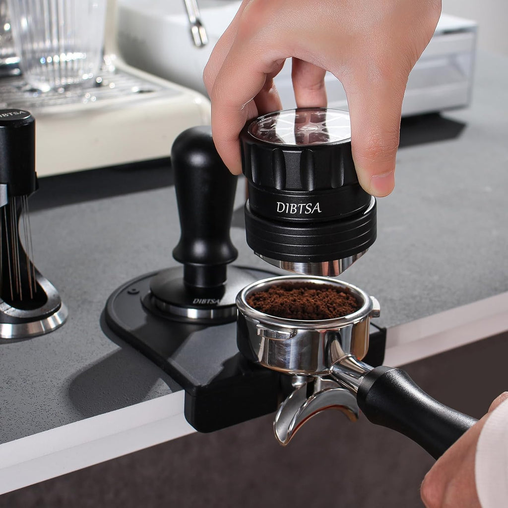 58mm Coffee Distribution Tool, Coffee Distributor, Espresso Leveler, Barista Espresso Accessories, Adjustable Depth 304 Stainless Steel base